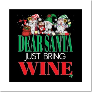 Fun Dear Santa Just Bring Wine Gnomes Office Party Women Men Posters and Art